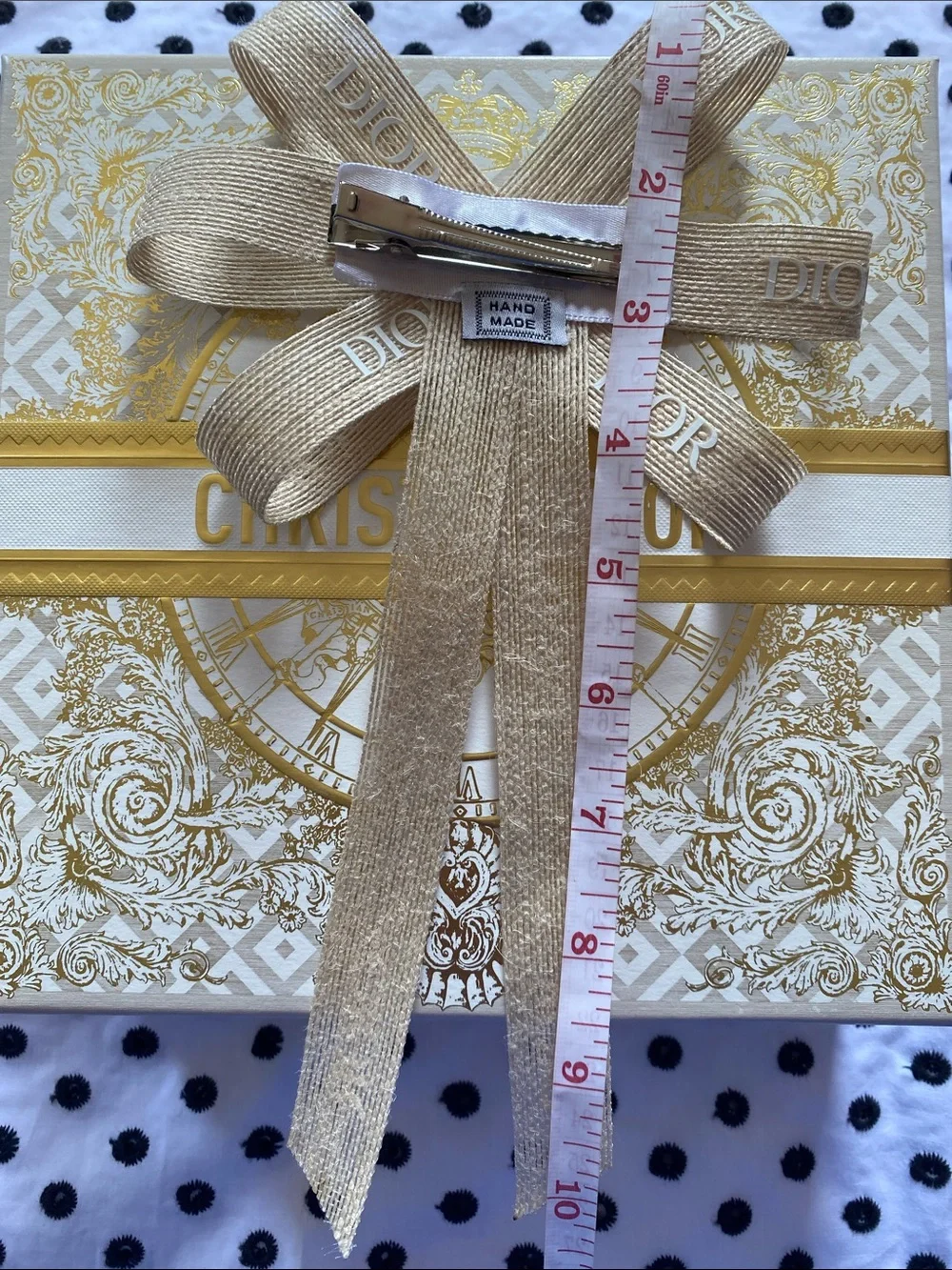 Handmade Dior Tan Decorative Ribbon Hair clip